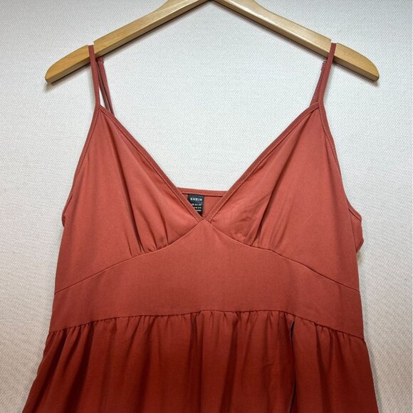 Womens Midi Sundress Large Rust Orange V-Neck Hi-Low Summer Chic Sleeveless - Picture 4 of 11